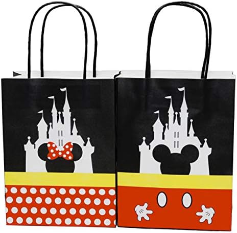 MOAXMOA Mickey Mouse Theme Treat Bags with Handles - 12PCS