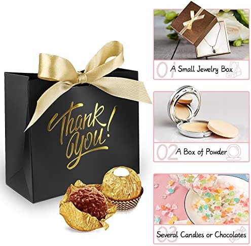 Small Thank You Gift Bags 60 Pack Gold Foil Bow Ribbons