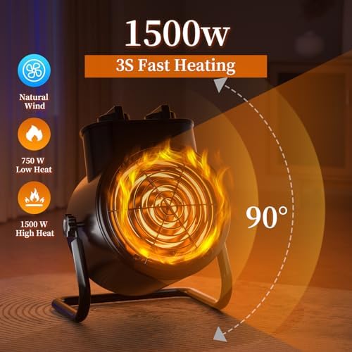 VCJ Portable Space Heater with 3 Modes and Thermostat
