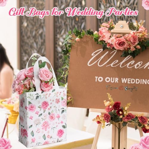 Supervitae 24 Pack Pink Floral Gift Bags
