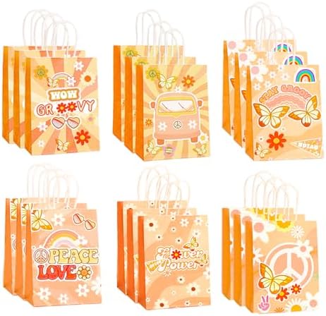 Czwxoxo 24 Pcs Groovy Retro Party Favor Bags