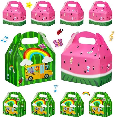 Caoekego Cartoon Melon Party Snack Boxes 16PCS Watermelon Theme Goodie Bags