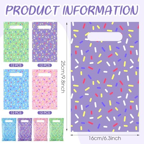 Sweetude 48 Plastic Donut Confetti Gift Bags with Handle