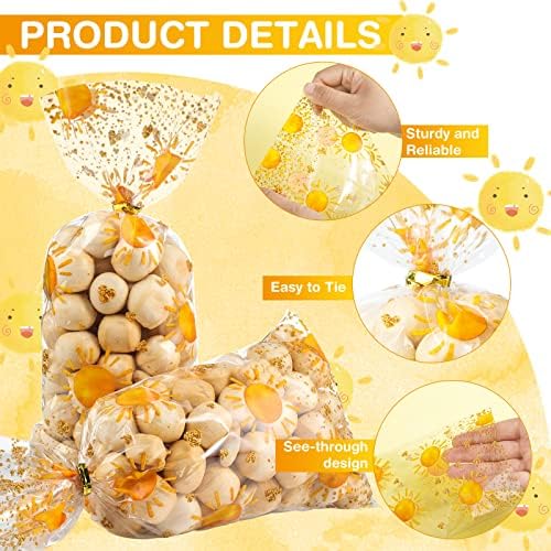 100 Pcs Boho Sun Gift Bags with Twist Ties