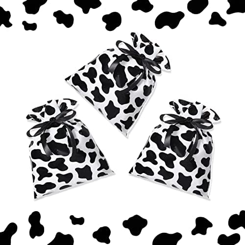 Tinlade 60 Piece 6x9 Inch Cow Cellophane Bags with 25 Yard Ribbon