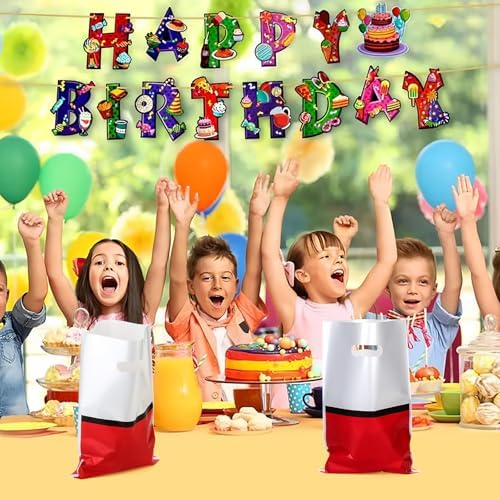 ADARRO 40PCS Red and White Cartoon Gift Bags for Birthday Parties