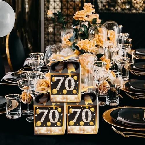 Qonmpcvu 50PCS 70th Birthday Boxes Gold Themed Gift Boxes