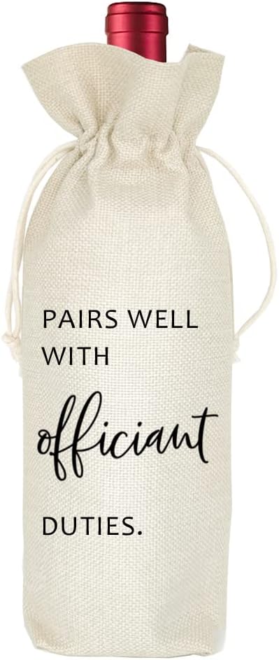 Socive Wedding Wine Bag - Burlap Drawstring Gift Holder