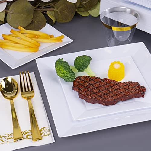 Goodluck 60 Pack Disposable Square Plates - 95 and 65 White