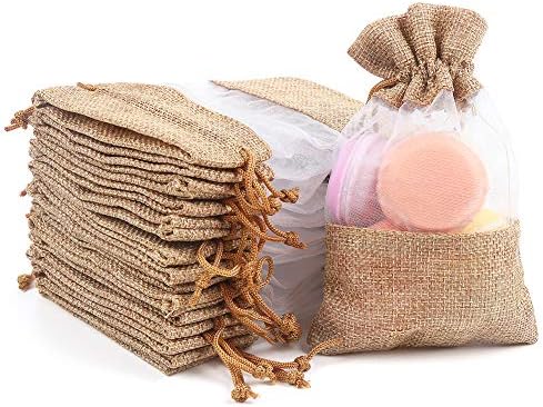 CCINEE 24pcs Burlap Drawstring Gift Bags