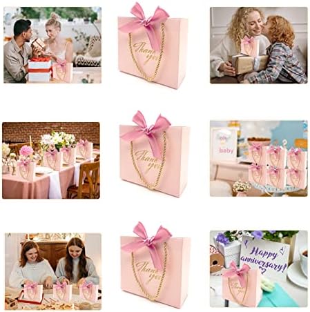 TKSBAG 20 Pack Pink Mini Gift Bags With Handles