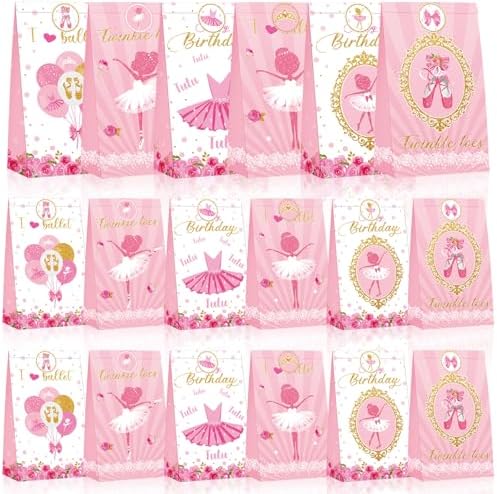 Jecery 24 Pcs Mini Ballerina Gift Bags for Birthday Parties