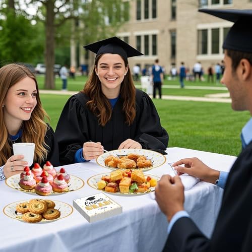 175PCS Graduation Party Tableware Set with Plates Napkins Cups Cutlery