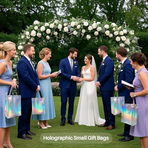 MAQIHAN 8PCS Iridescent Gift Bags with Handles