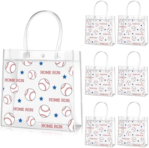 Aliceset 20 Pcs Baseball Clear PVC Gift Bags with Handles