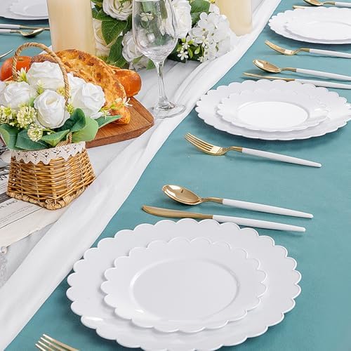 Supernal 100pcs White Plastic Plates for Birthday Wedding Parties