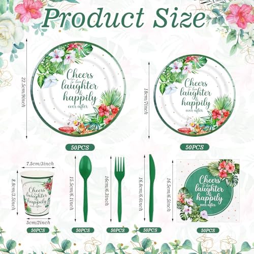 350 Pcs Tropical Wedding Tableware Set for 50 Guests