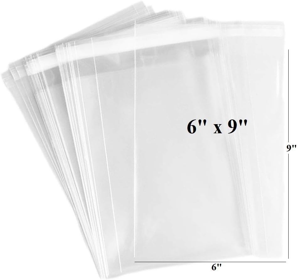 100 Pcs Ultra Clear Cellophane Bags 6x9 Inch