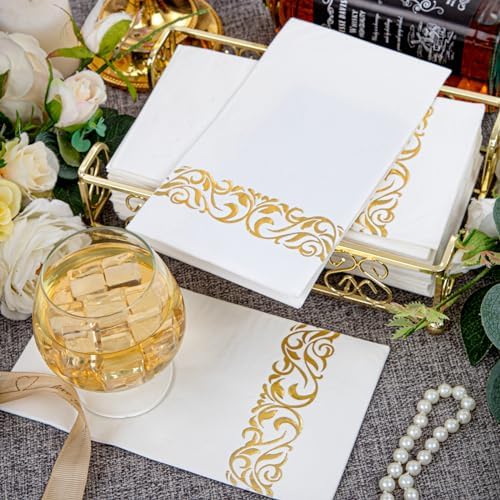 WDF 100 Pack Gold Napkins Disposable 3ply