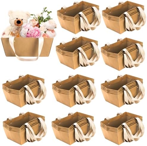 Cedilis 50 Pack Kraft Gift Baskets with Handles
