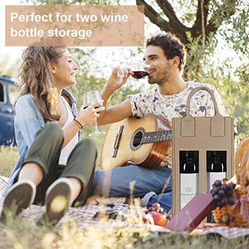 Shintop Double Wine Bag with Window Reusable Felt Gift Tote