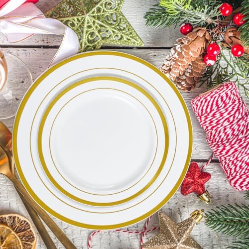 JollyPack 100 Piece Gold Plastic Party Plates