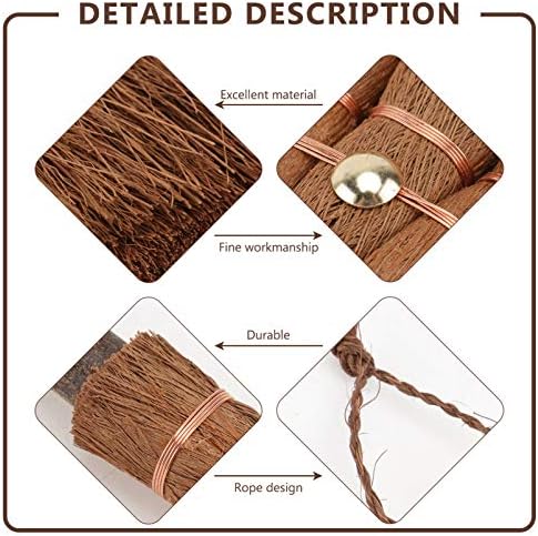 Yardwe Mini Palm Broom for Dining Tables and Countertops Brown 2 Pack