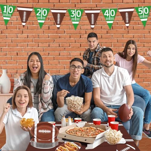 100 Pcs Football Shaped Disposable Paper Plates for Sports Events