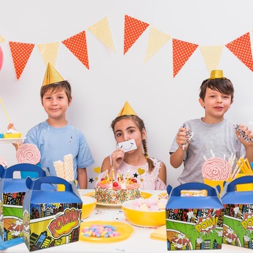 10PCS Super City Heroes Theme Party Treat Boxes with Handles