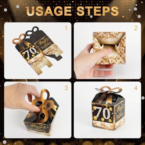 Qonmpcvu 50PCS 70th Birthday Boxes Gold Themed Gift Boxes