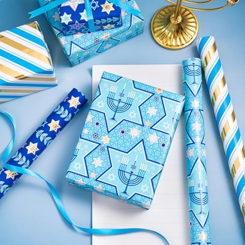 RUSPEPA Hanukkah Wrapping Paper Roll Set