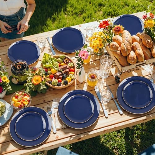 PULOTE 200 Piece Blue Plastic Plate Set