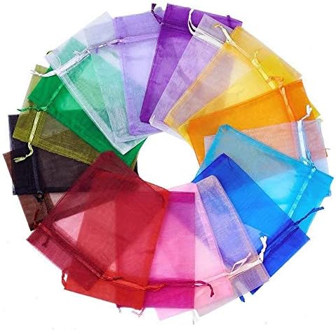 Wudygirl 100 Pcs Drawstring Organza Bags 5x7 Inches