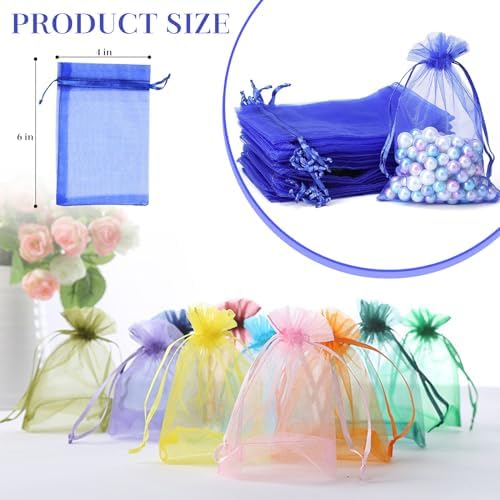 100PCS Sheer Organza Bags With Drawstring for Wedding and Party Favor