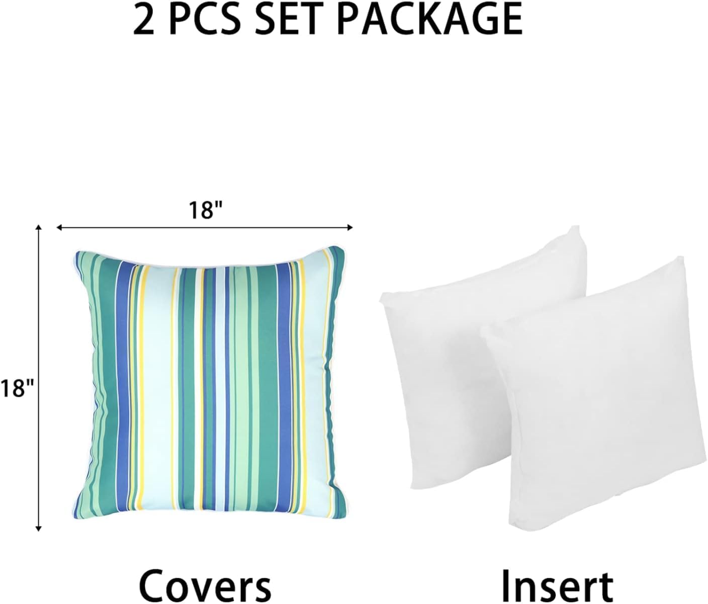 Enipate Outdoor Throw Pillows Set of 2 Striped Water Resistant