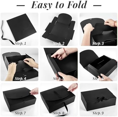 Kucoele 15 Piece Gift Boxes with Lids Black