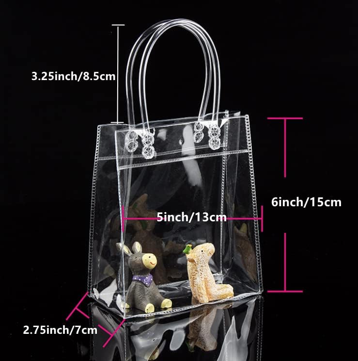 Rikyo 20pc Clear PVC Gift Bags with Handle and Button
