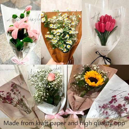 Flower Wrapping Bags Clear 11x17 Inch 20 Pcs for Bouquets