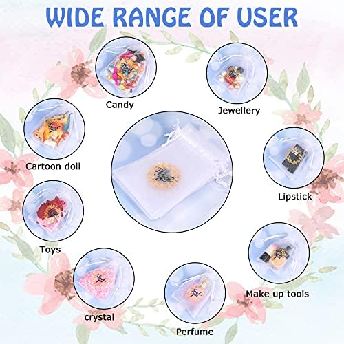 Shappy 100 Pcs Thank You Organza Bags with Drawstring