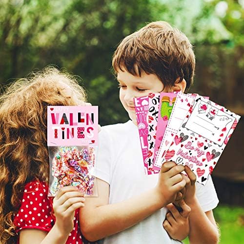 54-Piece Valentine Candy Cello Bags with Adhesive Toppers