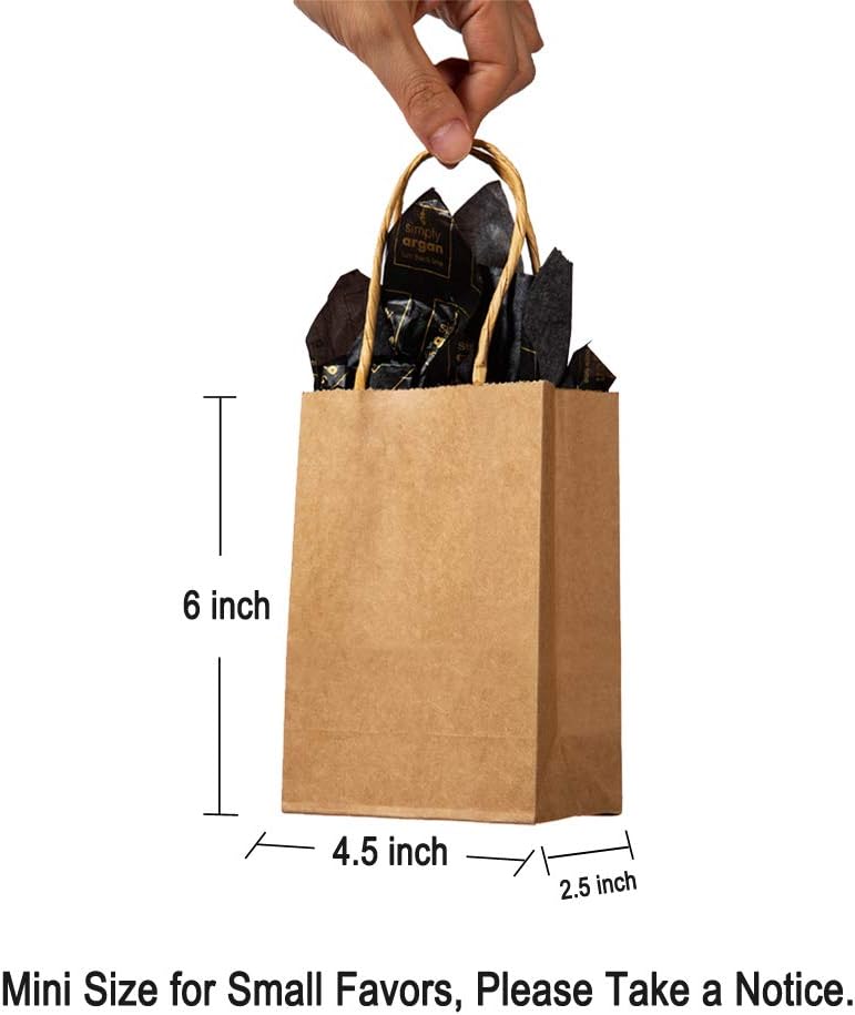 AWELL Mini Kraft Paper Bag with Handle for Party Favor Gifts