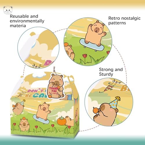 Capybara Party Favor Boxes 12 Pcs Gift Set