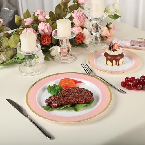 Glowserve 20 Pack Pink Plastic Plates for Parties