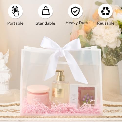 Ohuimrt 12 Pack Clear Plastic Gift Bags with Handles