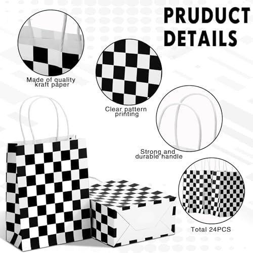 Gersoniel 24 Checkered Race Treat Bags with Handle