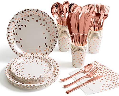 HOMIX 175 Piece Rose Gold Party Set for 25 Guests