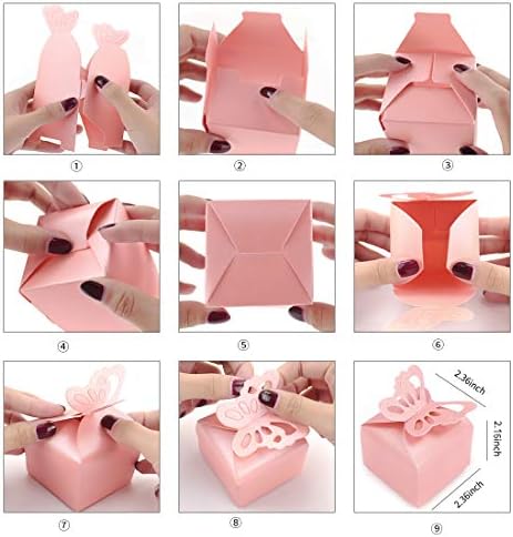 Kslong 50pcs Pink Butterfly Favor Boxes