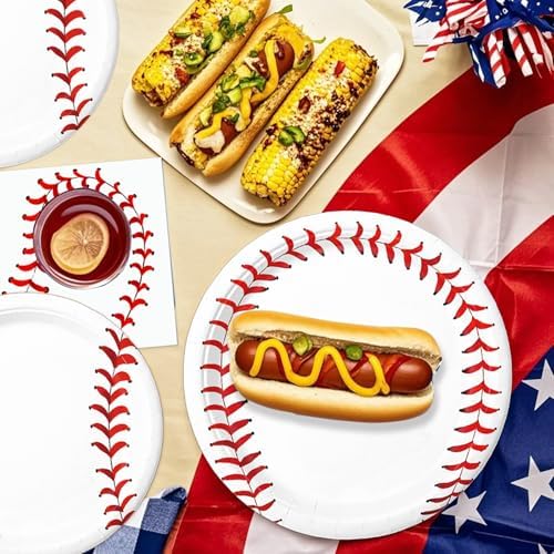 Oigco 60 Pc Baseball Party Tableware Set for 20