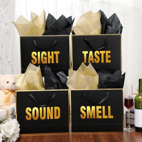 Kolldenn 5 Senses Gift Bags with Handles and Tissue Paper