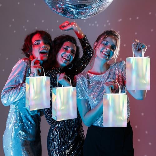 24 Pcs Iridescent Gift Bags with Handles